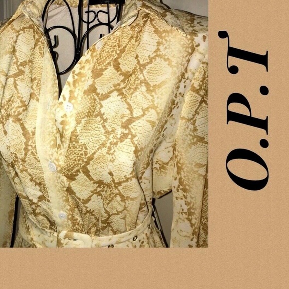 O.P.T SHIRT WAIST DRESS~PLEATED SKIRT~BELT~XS 4/6 - Picture 3 of 8